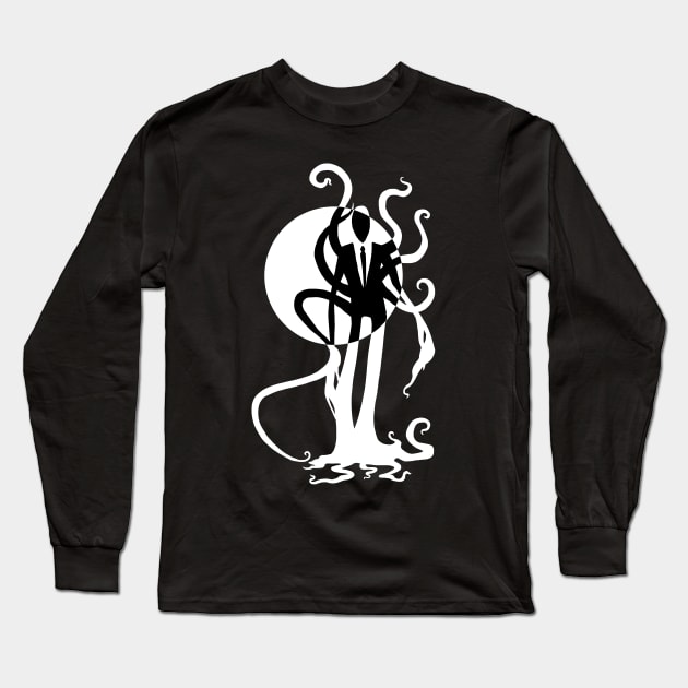 Thin Dude - Slenderman Cryptid Design - Light Design for Dark Shirts Long Sleeve T-Shirt by Indi Martin